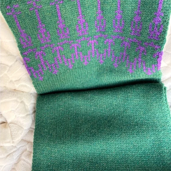 Tory Burch Merino Fair Isle Collection Scarf, Mittens & Hat Dark Ceramic Green - Picture 12 of 16